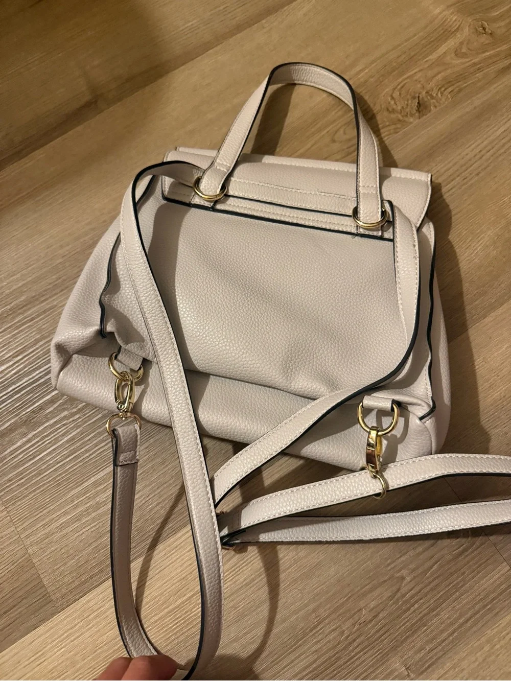 Women’s Cream Leather Backpack Handbag